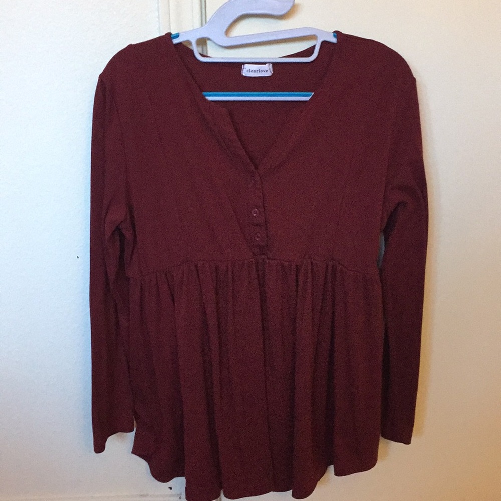 Comfortable Maroon Sweater Blouse